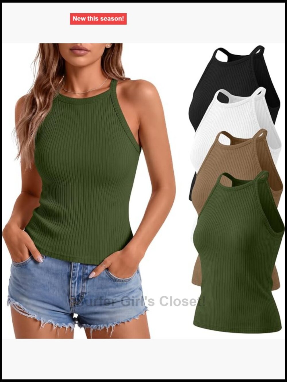 4 Pack Women's Cotton Spandex Ribbed Tank Tops Slim Fit Camisoles